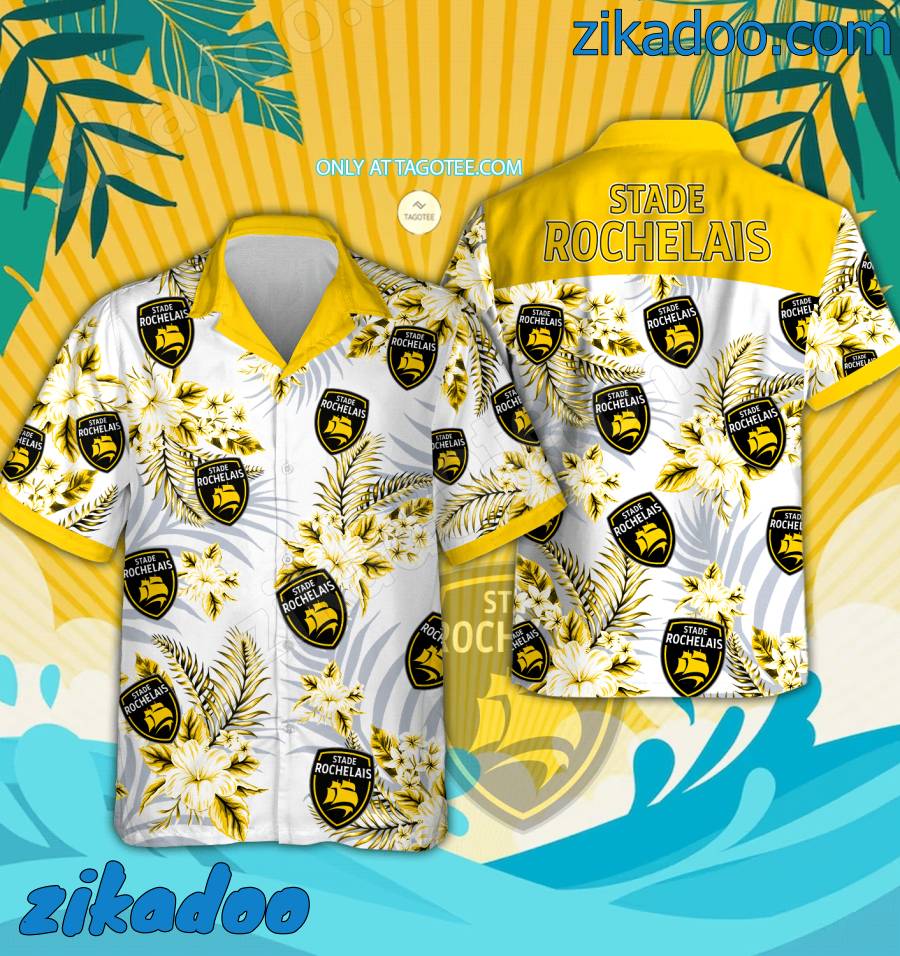 Stade Rochelais Logo Aloha Shirt, Shorts - EmonShop - Zikadoo