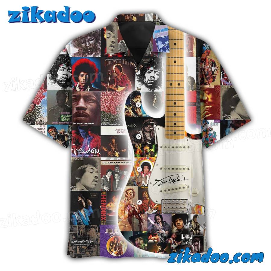 Jimi Hendrix Album Covers Guitar Hawaiian Shirt - Zikadoo